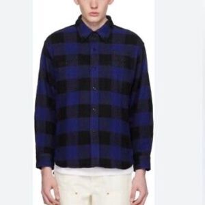 Club Monaco Slim Fit Blue Buffalo Check Flannel Button Down Shirt Men’s Small